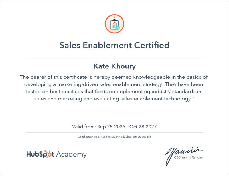 HubSpot Sales Enablement Certification