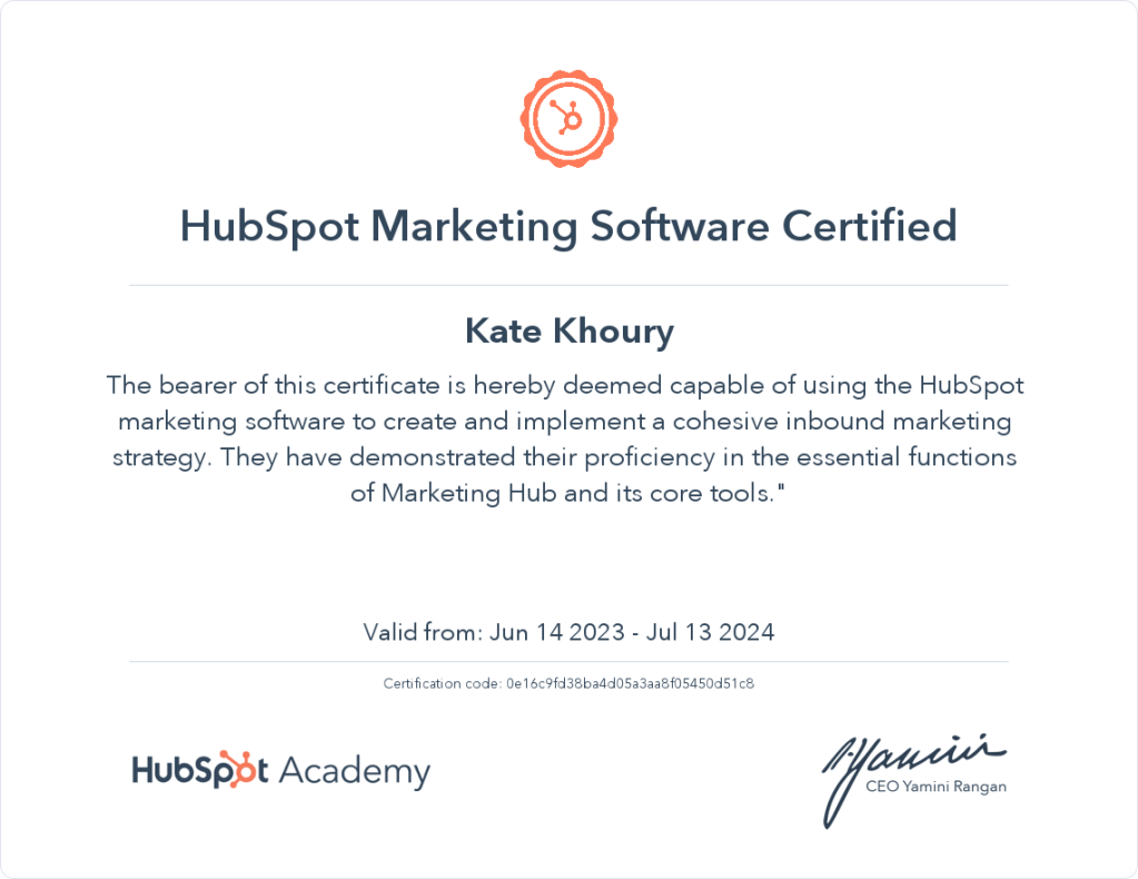 Hubspot marketing software certification