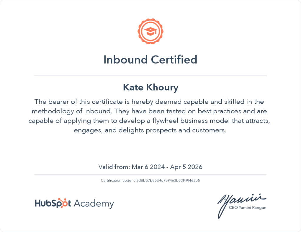 Hubspot Inbound Certification